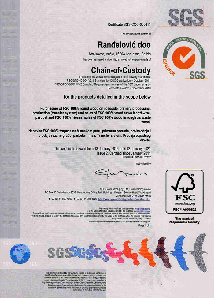 Certificate SGS COC